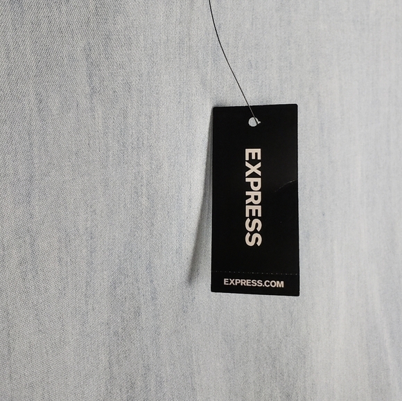 EXPRESS chambray bell sleeve tie back blouse top - Picture 6 of 6